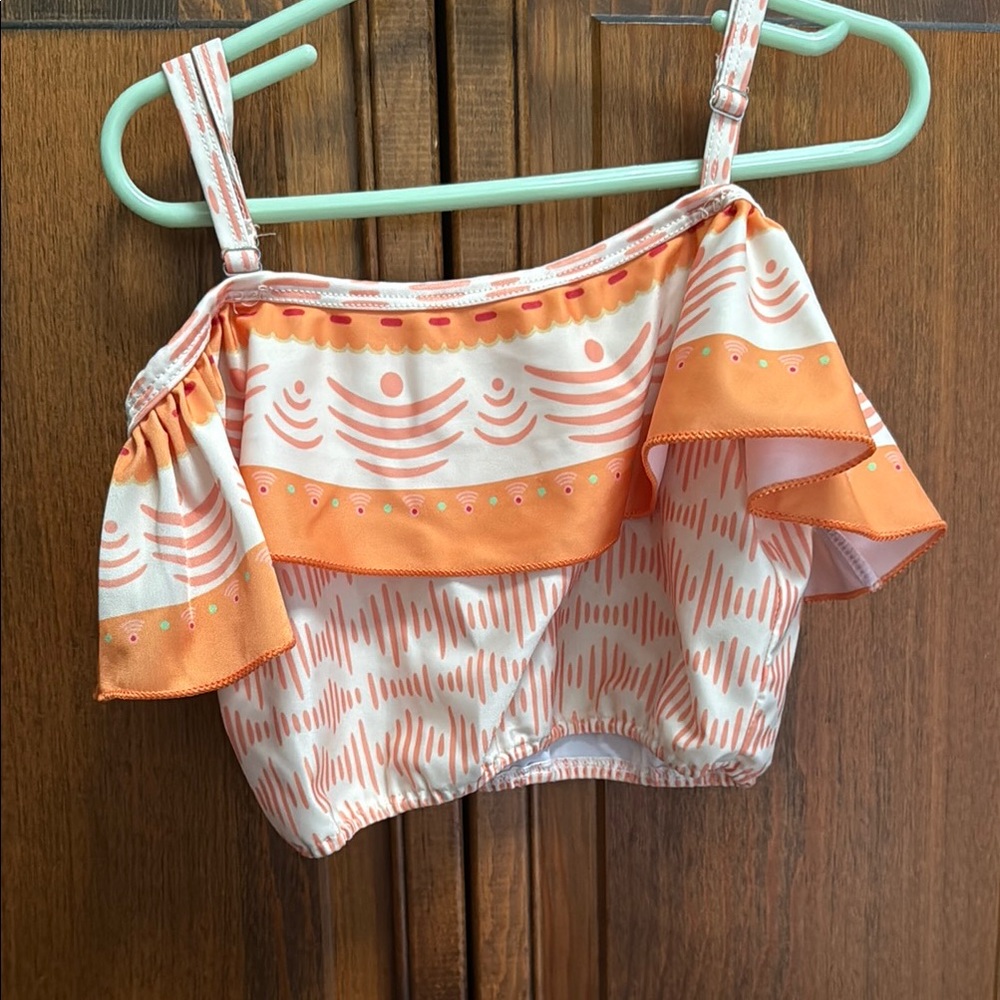 Orange and White Kids Ruffle Top